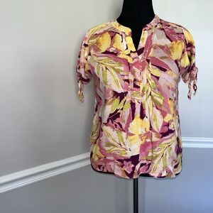 Westbound Top Women’s Size Petite Medium Multicolor‎ Floral Linen Blend Tunic